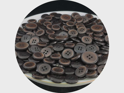 Vintage Dark Brown Corozo Imitation Buttons, 15mm & 20mm (24L & 32L). 4-Hole Sew On for Suits, Pants, Dresses, Coats, Jackets & Sweaters