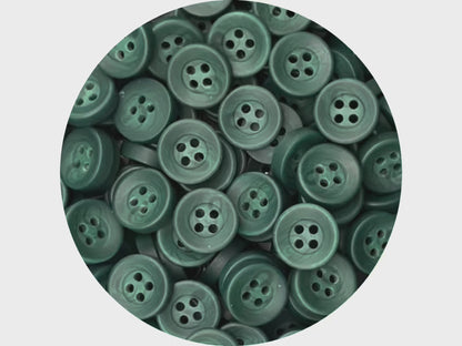 Dark Green Corozo Imitation Buttons, Recycled Plastic, 12.7mm (20L). 4-Hole Sew On for Shirts, Apparel, Sewing, Crafts
