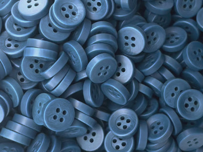 Dusk Blue Corozo Imitation Buttons, Recycled Plastic, 12.7mm (20L). 4-Hole Sew On for Shirts, Apparel, Sewing, Crafts