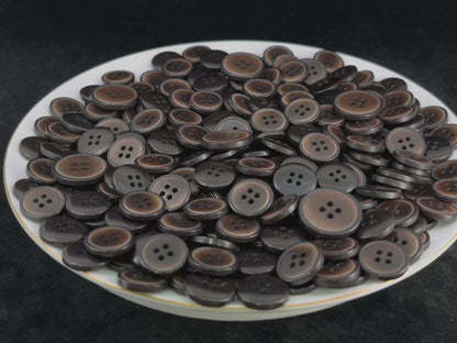 Vintage Dark Brown Corozo Imitation Buttons, 15mm & 20mm (24L & 32L). 4-Hole Sew On for Suits, Pants, Dresses, Coats, Jackets & Sweaters