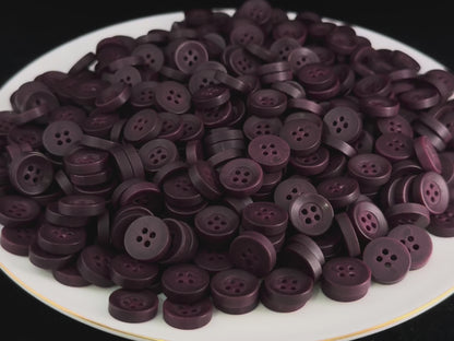 Wine Red Corozo Imitation Buttons, Recycled Plastic, 12.7mm (20L). 4-Hole Sew On for Shirts, Apparel, Sewing, Crafts