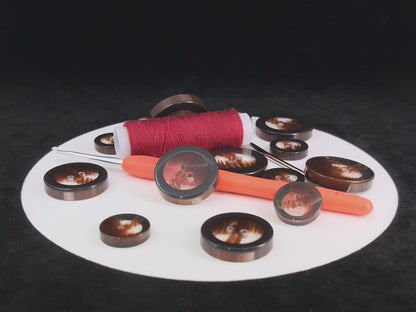 Braune, durchscheinende Hornimitat-Knöpfe mit durchgehendem Rand. 18-28mm (28L-44L), 2-Loch zum Annähen, für Jacken, Mäntel, Bekleidung & Bastelarbeiten