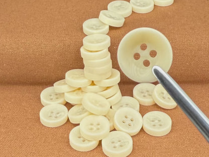 Natural Corozo Imitation Buttons, Recycled Plastic, 12.7mm (20L). Off-White. 4-Hole Sew On for Shirts, Apparel, Sewing, Crafts