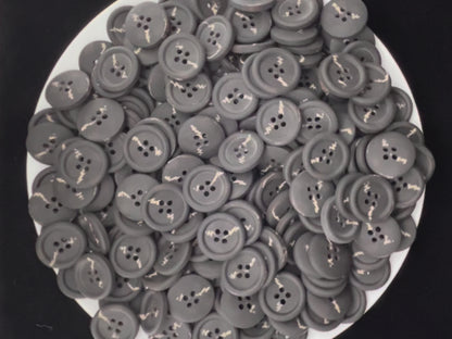 Dunkelgraue Hornimitationsknöpfe, zweifarbig, 15-25mm (24L-40L). 4-Loch zum Annähen für Anzüge, Hosen, Kleider, Mäntel, Jacken, Pullover