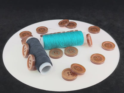 Beautiful Bronze Brown Pearl Imitation Buttons, 18mm (28L). Round 4-Hole Sew On for Jackets, Coats, Apparel & Craft Projects